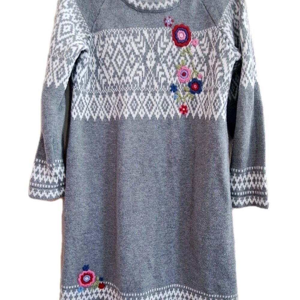 Hanna Andersson Girl's 5 110 "First Frost" Long Sleeve Multicolor Sweater Dress